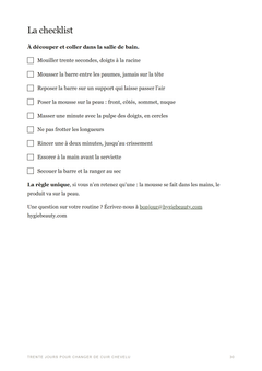 Checklist détachable du guide, neuf gestes à cocher pour laver son cuir chevelu au savon solide